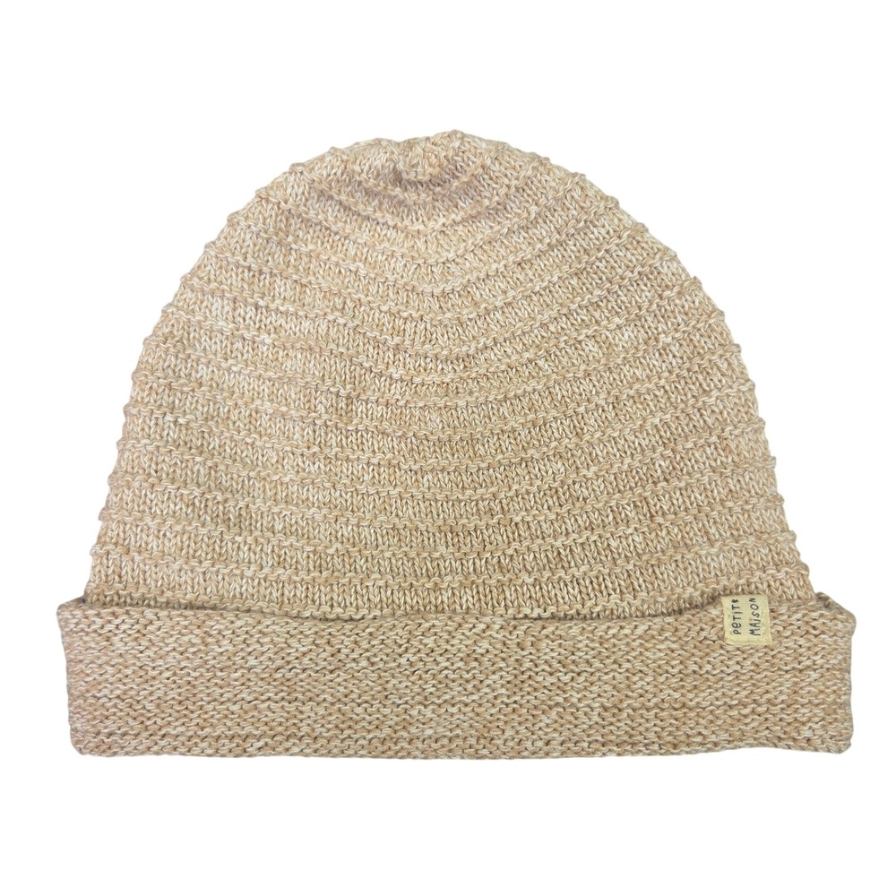 Petite Maison x Mabo Tan Organic Cotton Knit Beanie Hat 12M 18M GOTS Baby Hat